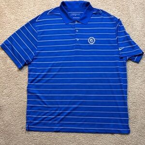 Nike Men's Polo Shirt in Blue with White Stripes